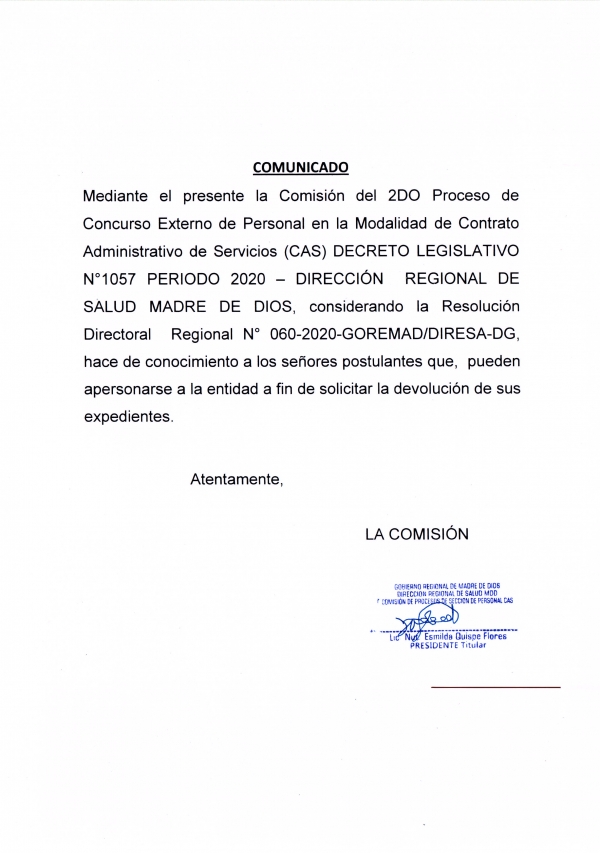 Comunicado CAS