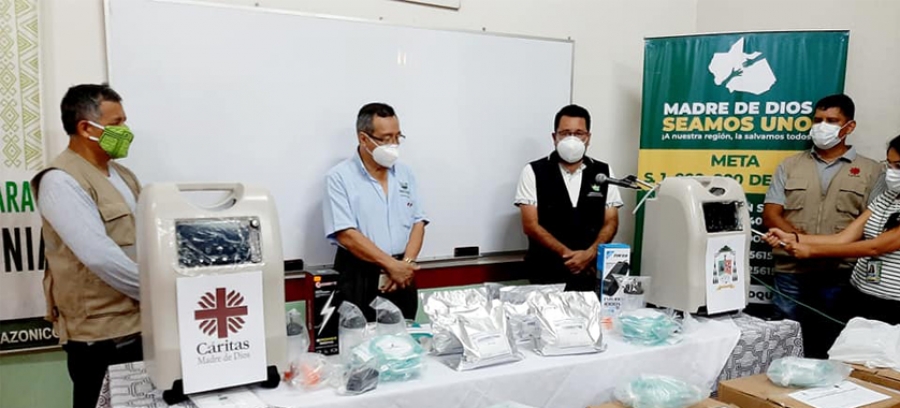 Vicariato Apost&oacute;lico de Puerto Maldonado y Caritas Madre de Dios donan  once concentradores de ox&iacute;geno y cinco kilos de ivermectina a la regi&oacute;n